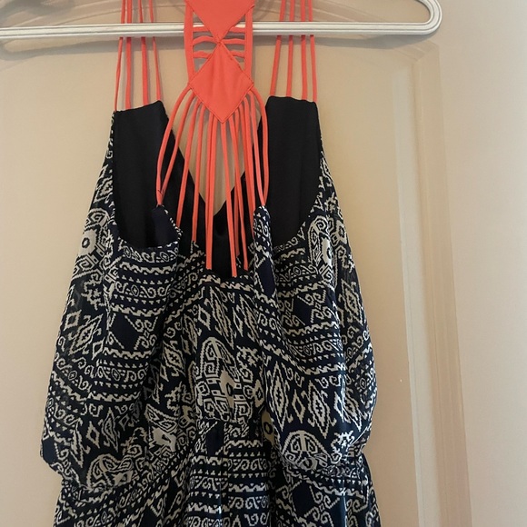 Umgee navy blue white coral  hi low maxi dress sundress size medium NWOT - Picture 5 of 6